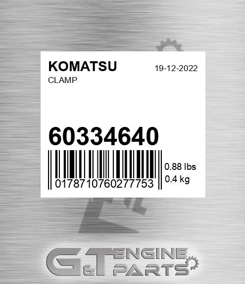 60334640 Clamp for KOMATSU