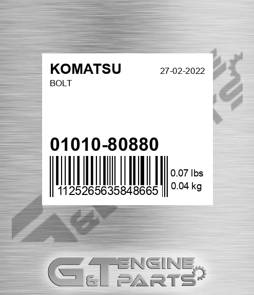 01010-80880 Bolt for KOMATSU