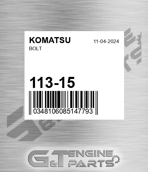 113-15 Bolt