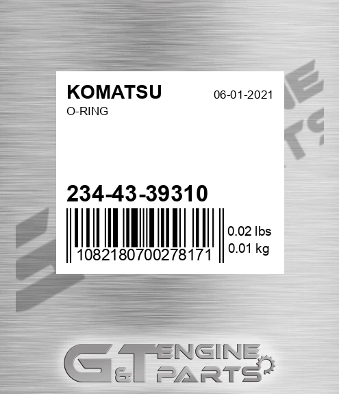 234-43-39310 O-ring for KOMATSU