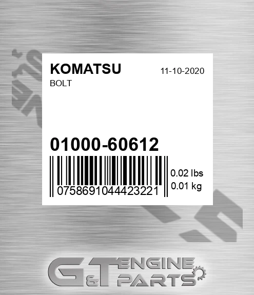 01000-60612 Bolt for KOMATSU