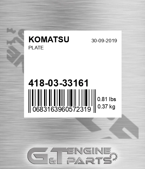 418-03-33161 Plate for KOMATSU