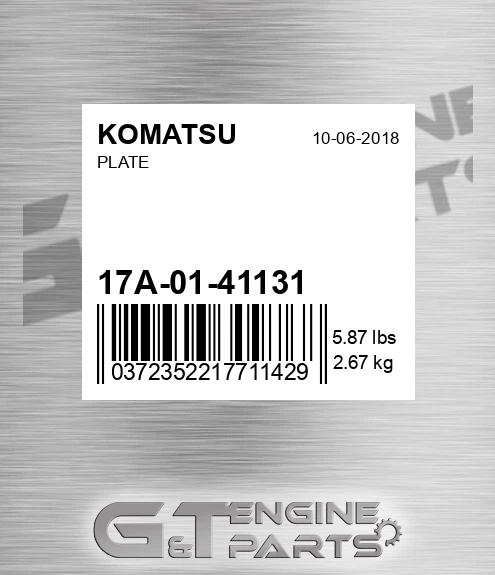17A-01-41131 Plate for KOMATSU