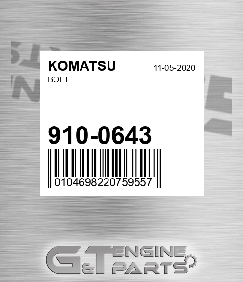 910-0643 Bolt for KOMATSU