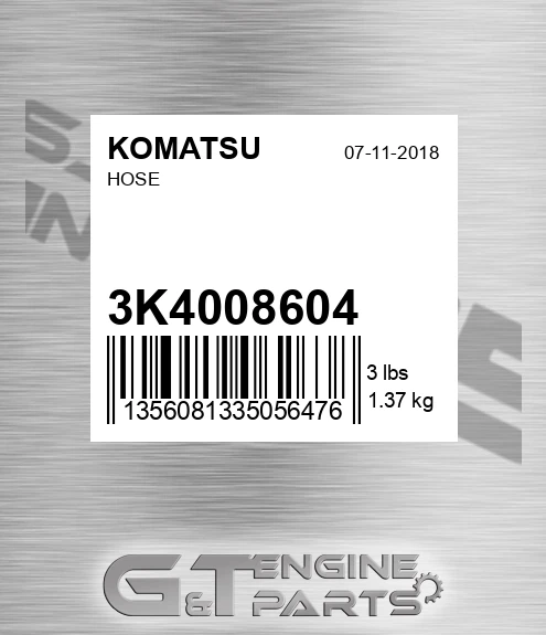 3K4008604 Hose for KOMATSU