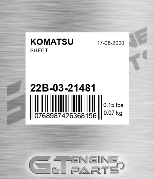 22B-03-21481 Sheet for KOMATSU