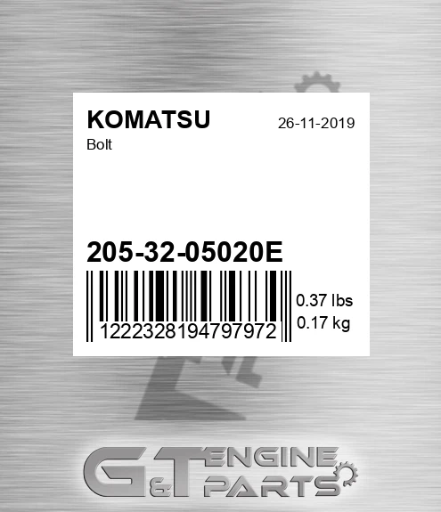 205-32-05020E Bolt for KOMATSU