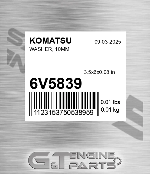 6V5839 Washer, 10mm