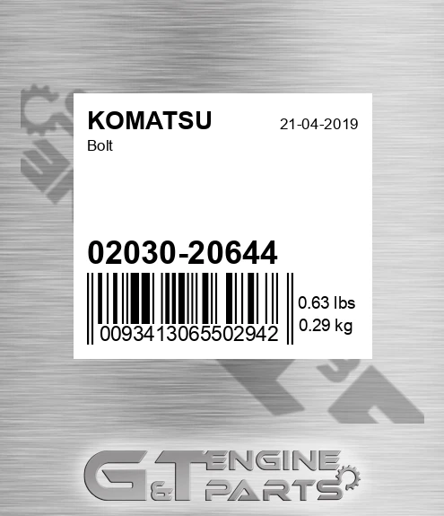 02030-20644 Bolt for KOMATSU