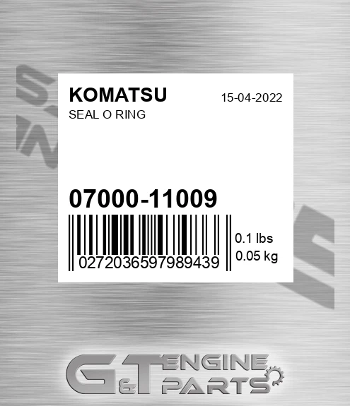 07000-11009 Seal O Ring for KOMATSU