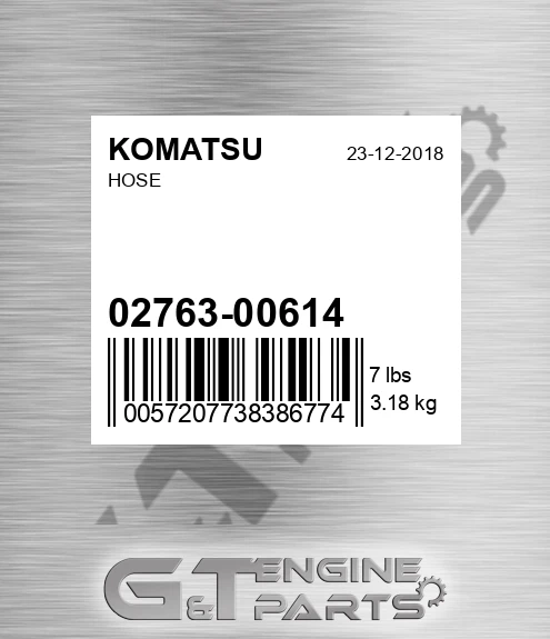02763-00614 Hose for KOMATSU