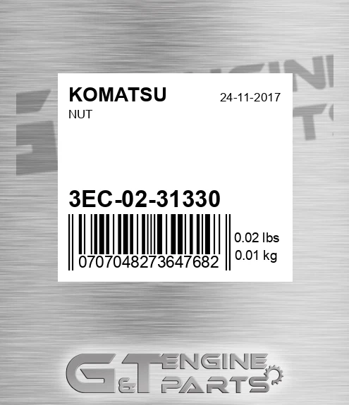 3EC-02-31330 Nut for KOMATSU