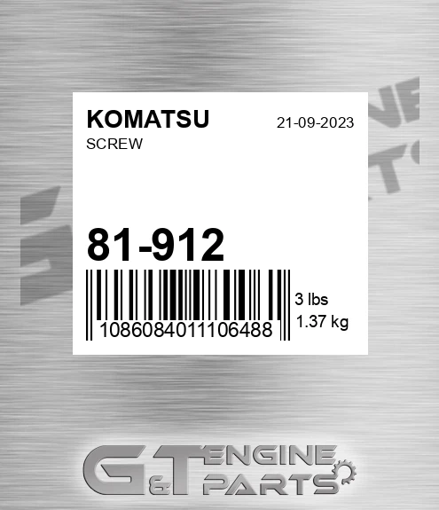81-912 Screw for KOMATSU