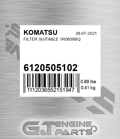 6120-50-5102 Filter Suitable 1r0659bq for KOMATSU