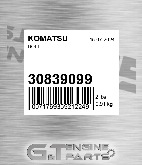 30839099 Bolt for KOMATSU