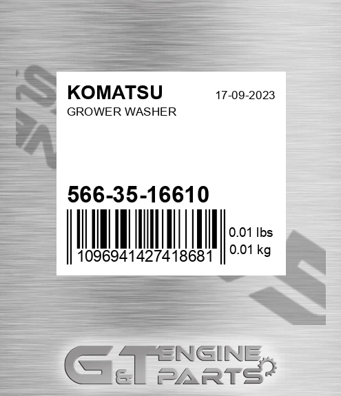 566-35-16610 Grower Washer for KOMATSU