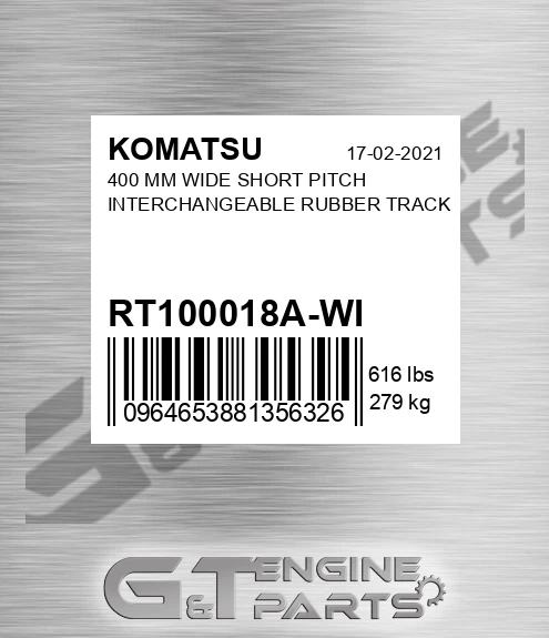 RT100018A-WI 400 Mm Wide Short Pitch Interchangeable Rubber Track