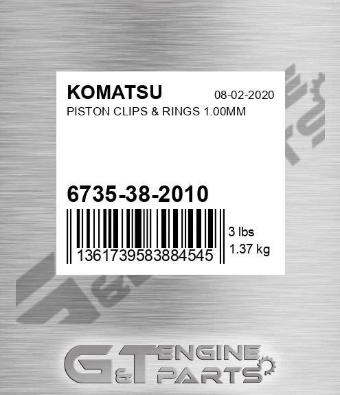 6735-38-2010 Piston Clips & Rings 1.00mm for KOMATSU