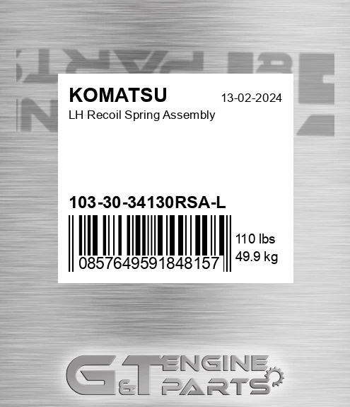 103-30-34130RSA-L Lh Recoil Spring Assembly for KOMATSU