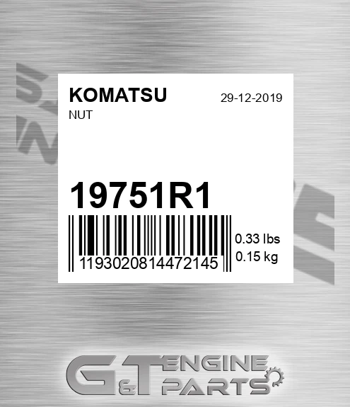 19751R1 Nut for KOMATSU