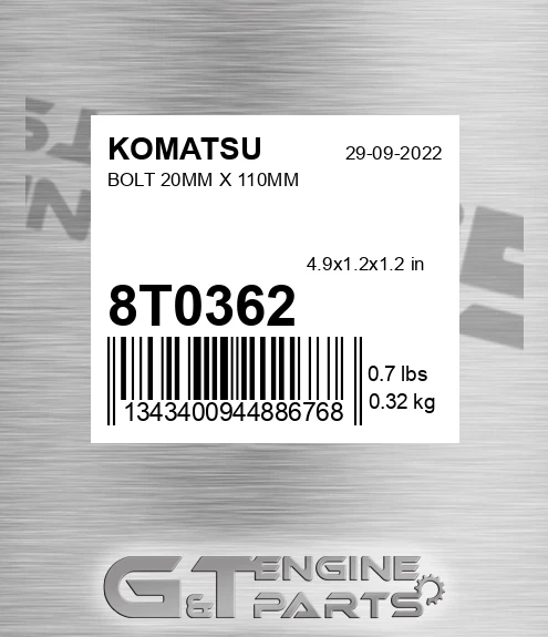 8T0362 Bolt 20mm X 110mm