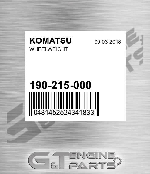 190-215-000 Wheelweight for KOMATSU