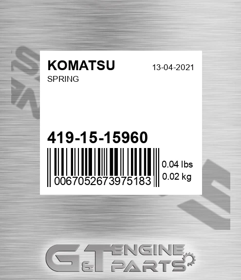 419-15-15960 Spring for KOMATSU