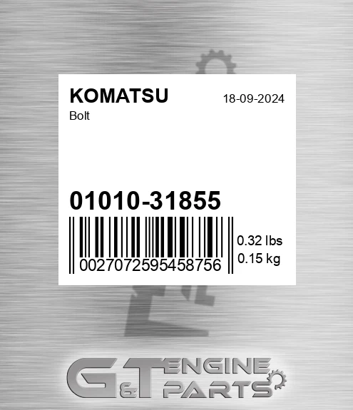 01010-31855 Bolt for KOMATSU