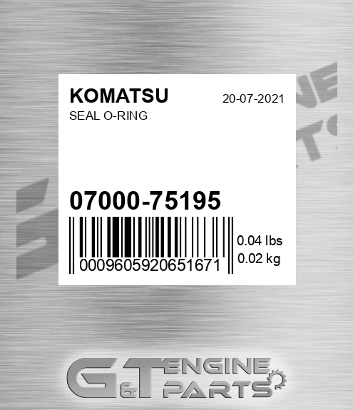 07000-75195 Seal O-ring for KOMATSU