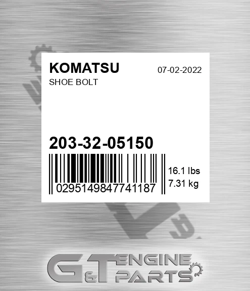 203-32-05150 Shoe Bolt for KOMATSU