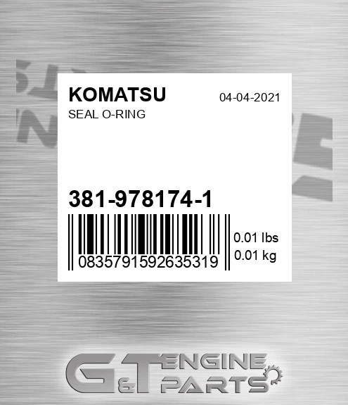 381-978174-1 Seal O-ring for KOMATSU