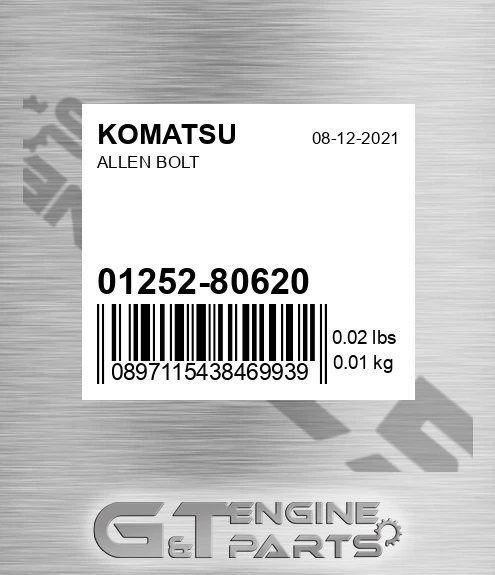 01252-80620 Allen Bolt for KOMATSU
