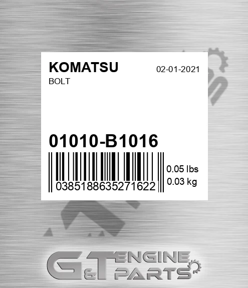 01010-B1016 Bolt for KOMATSU