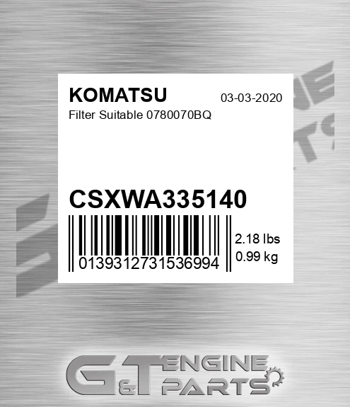 CSXWA335140 Filter Suitable 0780070bq