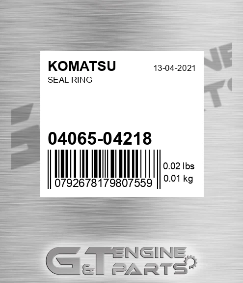 04065-04218 Seal Ring for KOMATSU
