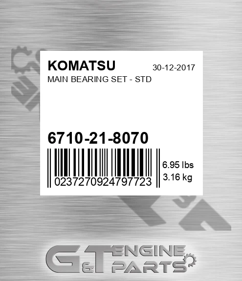 6710-21-8070 Main Bearing Set - Std for KOMATSU