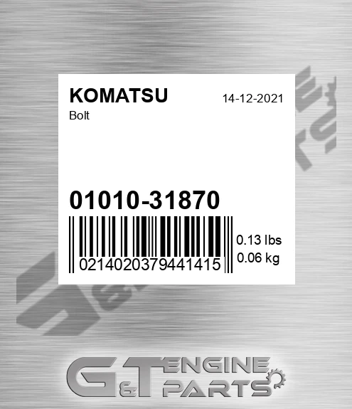 01010-31870 Bolt for KOMATSU