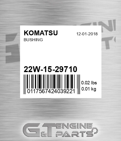 22W-15-29710 Bushing for KOMATSU