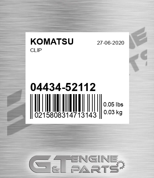 04434-52112 Clip for KOMATSU