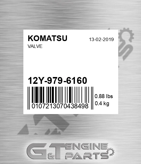 12Y-979-6160 Valve for KOMATSU