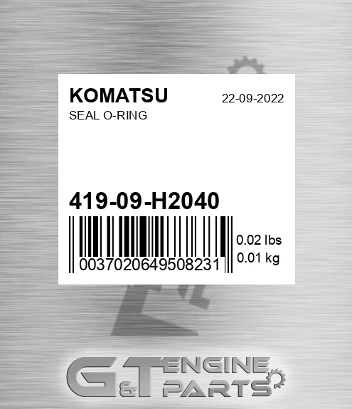 419-09-H2040 Seal O-ring for KOMATSU
