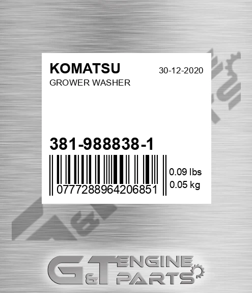 381-988838-1 Grower Washer for KOMATSU