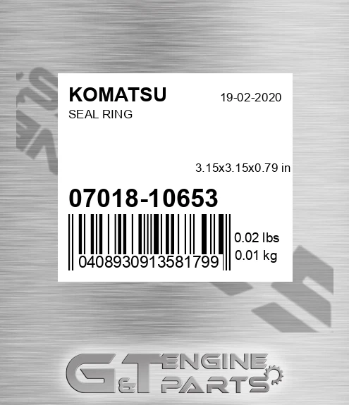 07018-10653 Seal Ring for KOMATSU