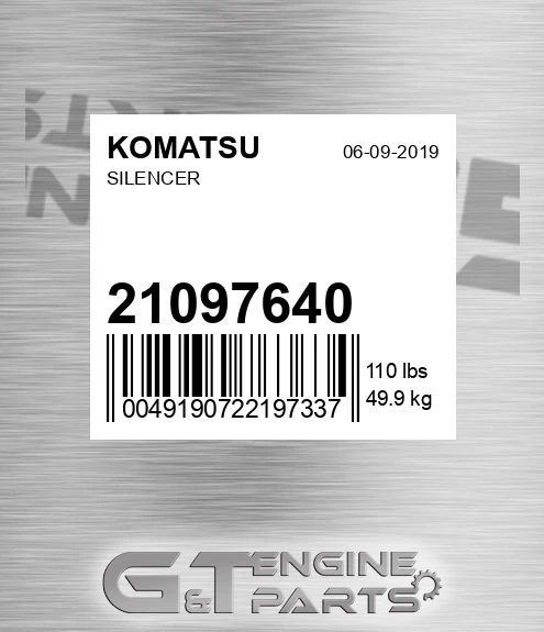 21097640 Silencer for KOMATSU