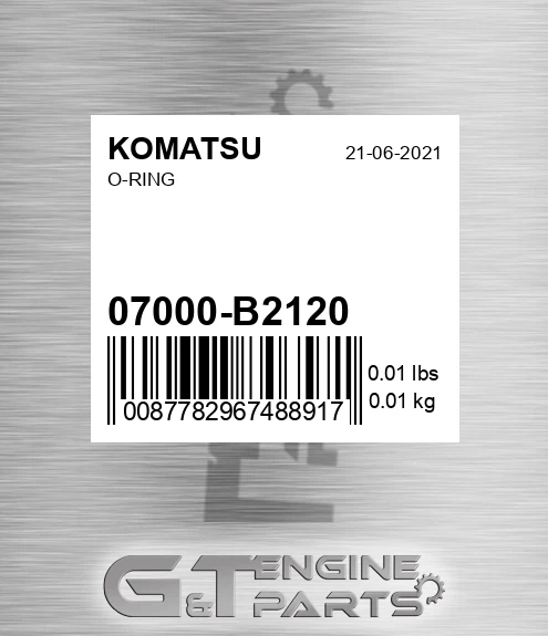 07000-B2120 O-ring for KOMATSU