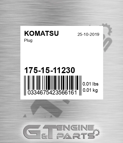 175-15-11230 Plug for KOMATSU
