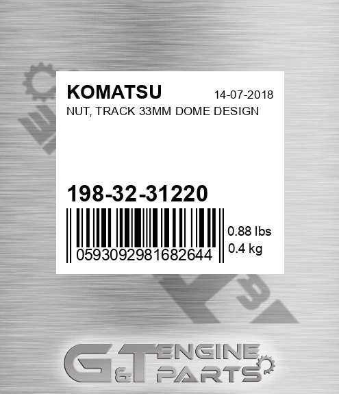 198-32-31220 Nut, Track 33mm Dome Design
