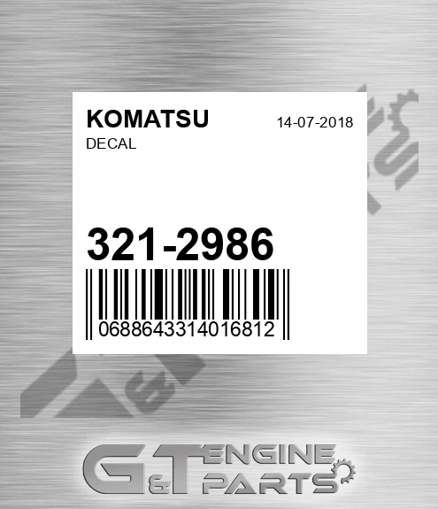 321-2986 Decal for KOMATSU