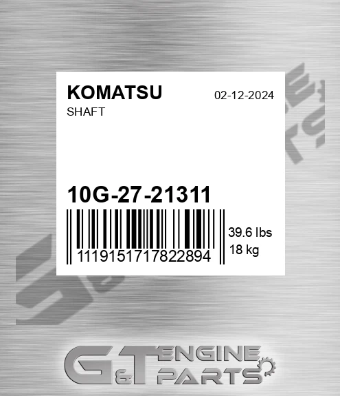 10G-27-21311 Shaft for KOMATSU