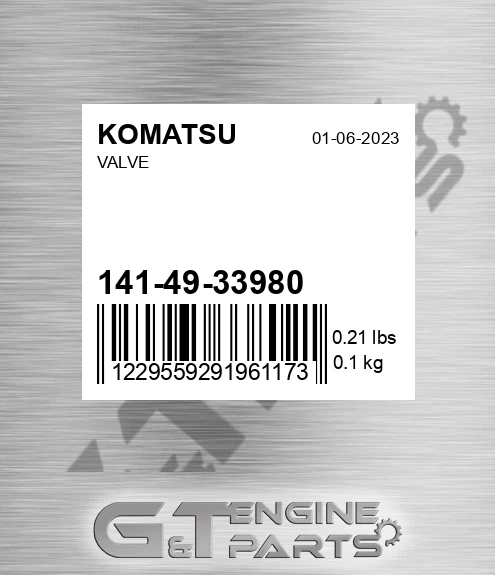 141-49-33980 Valve for KOMATSU